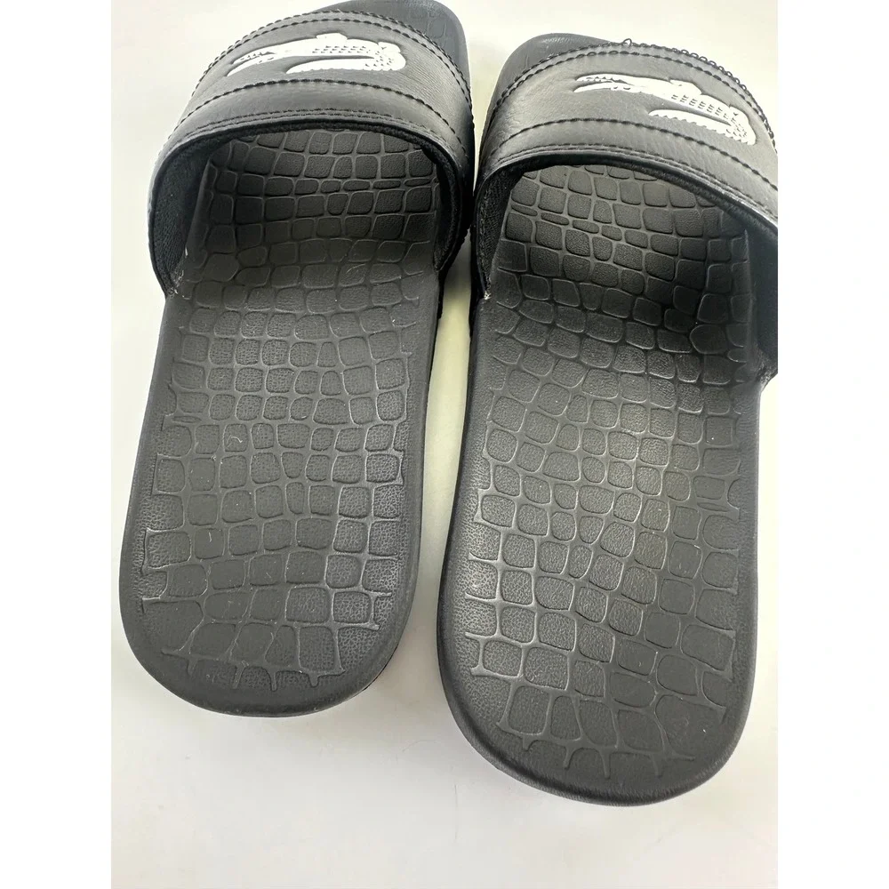 Lacoste Fraisier Slide Sandals Black Sporty Slip On Lightweight Casual Mens 9